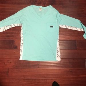 PINK v neck long sleeve shirt